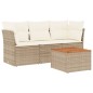 vidaXL Juego de sofás jardín con cojines 4 pzas ratán sintético beige vidaXL Juego de sofás jardín con cojines 4 pzas ratán sintético beige
