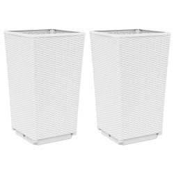 vidaXL Jardineras 2 unidades PP blanco 32,5x32,5x57 cm