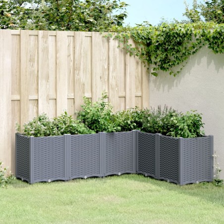 vidaXL Jardinera PP gris 160x120x53 cm