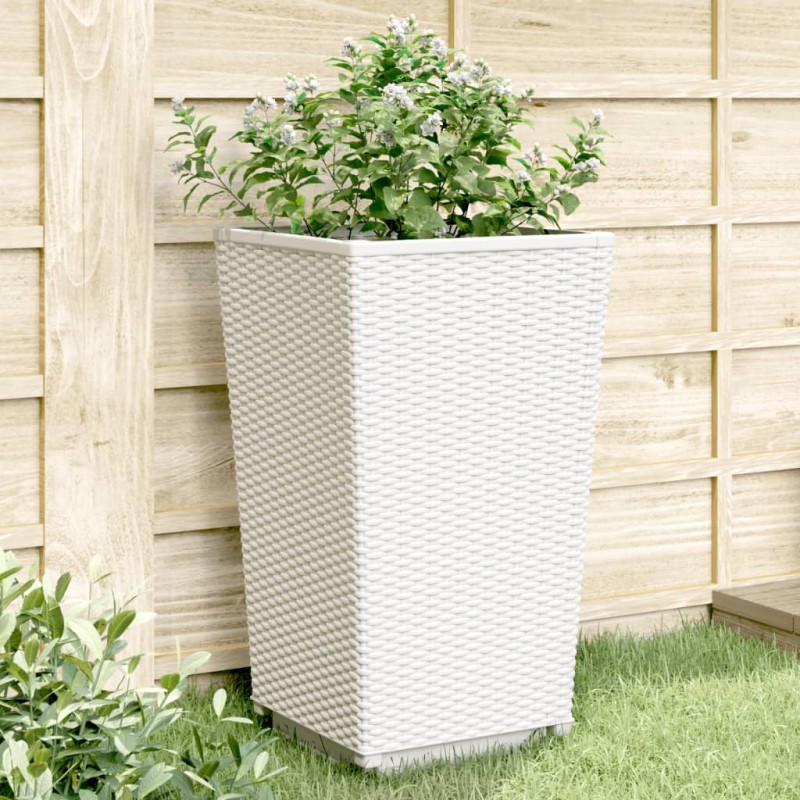 vidaXL Jardineras 4 unidades PP blanco 32,5x32,5x57 cm vidaXL Jardineras 4 unidades PP blanco 32,5x32,5x57 cm
