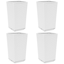 vidaXL Jardineras 4 unidades PP blanco 32,5x32,5x57 cm