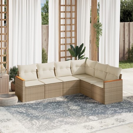 vidaXL Juego de sofás jardín con cojines 6 pzas ratán sintético beige