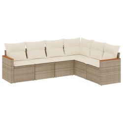 vidaXL Juego de sofás jardín con cojines 6 pzas ratán sintético beige
