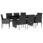 vidaXL Set de comedor de jardín 9 pzas y cojines ratán sintético negro vidaXL Set de comedor de jardín 9 pzas y cojines ratán sintético negro