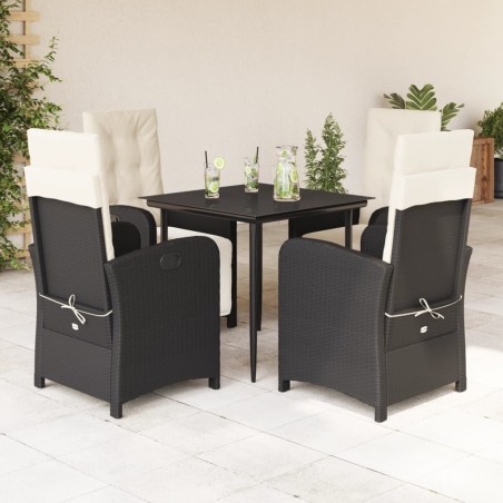 vidaXL Set de muebles jardín 5 pzas con cojines ratán sintético negro