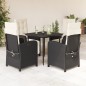 vidaXL Set de muebles jardín 5 pzas con cojines ratán sintético negro vidaXL Set de muebles jardín 5 pzas con cojines ratán sintético negro