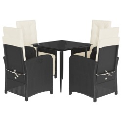 vidaXL Set de muebles jardín 5 pzas con cojines ratán sintético negro