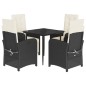 vidaXL Set de muebles jardín 5 pzas con cojines ratán sintético negro vidaXL Set de muebles jardín 5 pzas con cojines ratán sintético negro