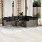 vidaXL Set de sofás de jardín 10 pzas con cojines ratán sintético gris vidaXL Set de sofás de jardín 10 pzas con cojines ratán sintético gris