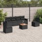 vidaXL Set de comedor de jardín 7 pzas y cojines ratán sintético negro vidaXL Set de comedor de jardín 7 pzas y cojines ratán sintético negro