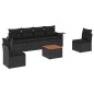 vidaXL Set de comedor de jardín 7 pzas y cojines ratán sintético negro vidaXL Set de comedor de jardín 7 pzas y cojines ratán sintético negro