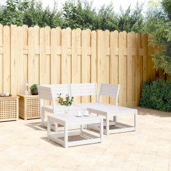 vidaXL Juego de sofás de jardín 3 piezas madera maciza de pino blanco