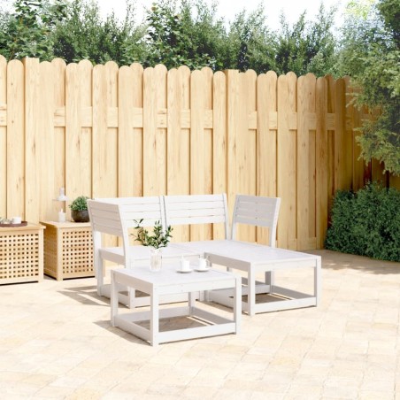 vidaXL Juego de sofás de jardín 3 piezas madera maciza de pino blanco