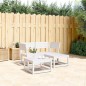 vidaXL Juego de sofás de jardín 3 piezas madera maciza de pino blanco
