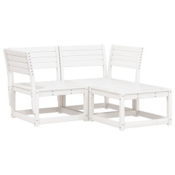 vidaXL Juego de sofás de jardín 3 piezas madera maciza de pino blanco