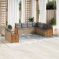vidaXL Set de sofás de jardín 9 pzas con cojines ratán sintético beige vidaXL Set de sofás de jardín 9 pzas con cojines ratán sintético beige