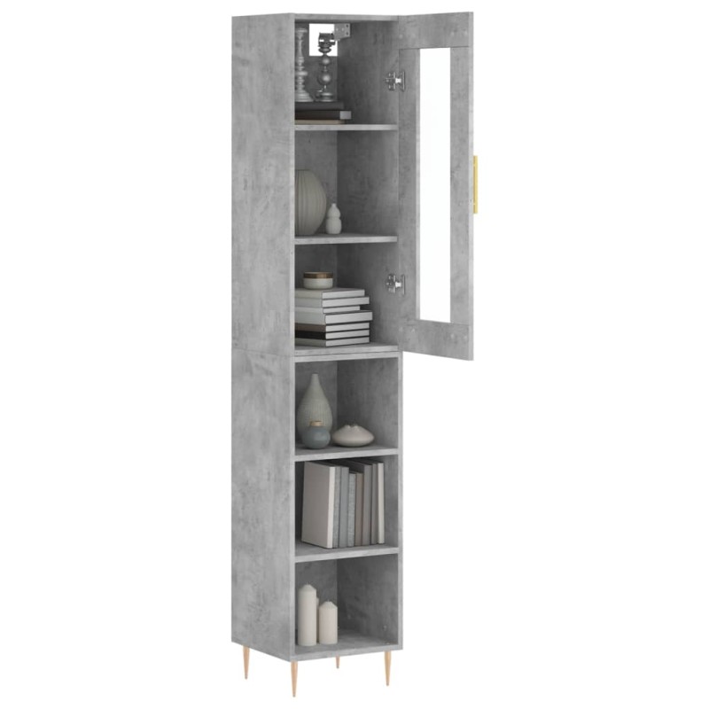 vidaXL Aparador de madera contrachapada gris hormigón 34,5x34x180 cm vidaXL Aparador de madera contrachapada gris hormigón 34,5x34x180 cm