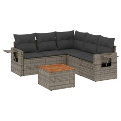 vidaXL Set de muebles de jardín 6 pzas y cojines ratán sintético gris