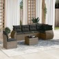 vidaXL Set de sofás de jardín 7 piezas con cojines ratán PE gris vidaXL Set de sofás de jardín 7 piezas con cojines ratán PE gris