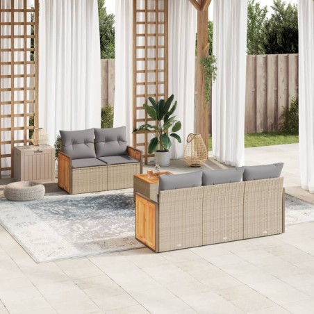 vidaXL Juego de sofás jardín con cojines 6 pzas ratán sintético beige