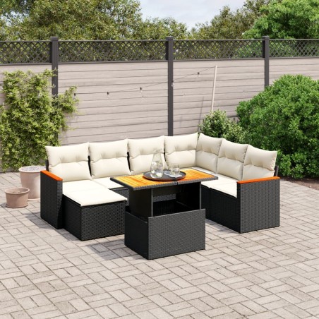 vidaXL Set de sofás de jardín 8 piezas y cojines ratán sintético negro