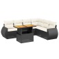 vidaXL Set de comedor de jardín 7 pzas y cojines ratán sintético negro vidaXL Set de comedor de jardín 7 pzas y cojines ratán sintético negro