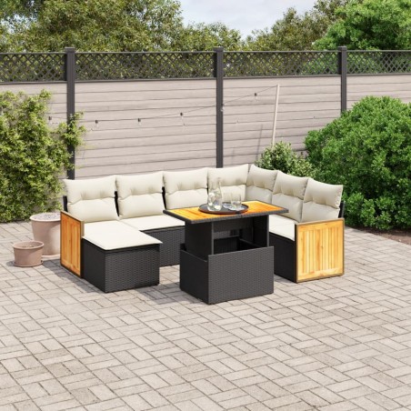 vidaXL Set de sofás de jardín 8 piezas y cojines ratán sintético negro