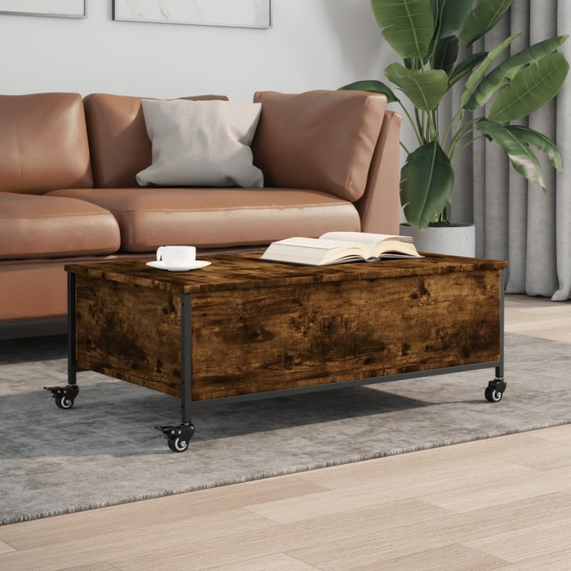 vidaXL Mesa de centro con ruedas madera ingeniería roble 91x55x34 cm vidaXL Mesa de centro con ruedas madera ingeniería roble 91x55x34 cm