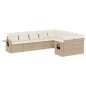 vidaXL Set de sofás de jardín 9 pzas con cojines ratán sintético beige vidaXL Set de sofás de jardín 9 pzas con cojines ratán sintético beige