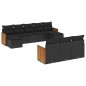 vidaXL Set de sofás de jardín 10 pzas cojines ratán sintético negro vidaXL Set de sofás de jardín 10 pzas cojines ratán sintético negro