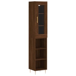 vidaXL Aparador alto madera contrachapada roble marrón 34,5x34x180 cm