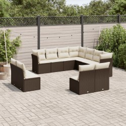 vidaXL Set de sofás de jardín 11 pzas cojines ratán sintético marrón