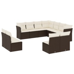 vidaXL Set de sofás de jardín 11 pzas cojines ratán sintético marrón