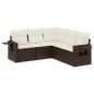 vidaXL Set comedor de jardín 5 piezas y cojines ratán sintético marrón vidaXL Set comedor de jardín 5 piezas y cojines ratán sintético marrón