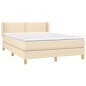 vidaXL Cama box spring con colchón tela color crema 140x200 cm vidaXL Cama box spring con colchón tela color crema 140x200 cm
