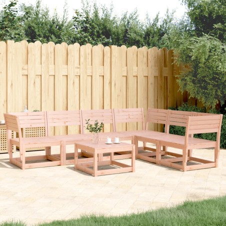 vidaXL Juego de sofás de jardín 6 pzas madera maciza abeto Douglas