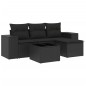vidaXL Set de muebles de jardín 5 pzas y cojines ratán sintético negro vidaXL Set de muebles de jardín 5 pzas y cojines ratán sintético negro