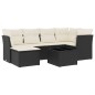 vidaXL Set de comedor de jardín 7 pzas y cojines ratán sintético negro vidaXL Set de comedor de jardín 7 pzas y cojines ratán sintético negro