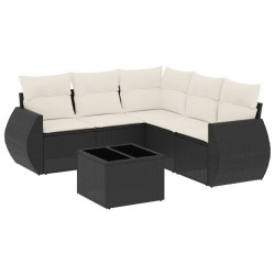 vidaXL Set de sofás de jardín 6 piezas y cojines ratán sintético negro