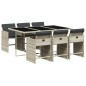 vidaXL Set comedor jardín 7 pzas y cojines ratán sintético gris claro vidaXL Set comedor jardín 7 pzas y cojines ratán sintético gris claro