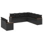 vidaXL Set de sofás de jardín 8 piezas y cojines ratán sintético negro vidaXL Set de sofás de jardín 8 piezas y cojines ratán sintético negro