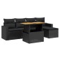 vidaXL Set de sofás de jardín 6 piezas y cojines ratán sintético negro vidaXL Set de sofás de jardín 6 piezas y cojines ratán sintético negro