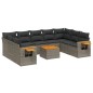vidaXL Set de sofás de jardín 10 pzas con cojines ratán sintético gris vidaXL Set de sofás de jardín 10 pzas con cojines ratán sintético gris