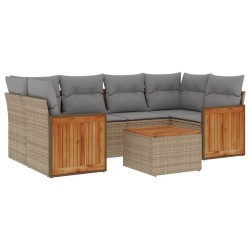 vidaXL Set sofás de jardín 7 piezas y cojines ratán sintético beige