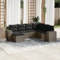 vidaXL Set de sofás de jardín 7 piezas con cojines ratán PE gris vidaXL Set de sofás de jardín 7 piezas con cojines ratán PE gris