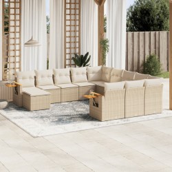 vidaXL Set de sofás de jardín 11pzas con cojines ratán sintético beige