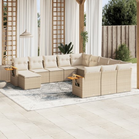 vidaXL Set de sofás de jardín 11pzas con cojines ratán sintético beige