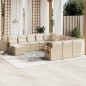 vidaXL Set de sofás de jardín 11pzas con cojines ratán sintético beige