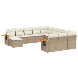 vidaXL Set de sofás de jardín 11pzas con cojines ratán sintético beige