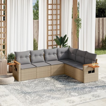 vidaXL Juego de sofás jardín con cojines 6 pzas ratán sintético beige